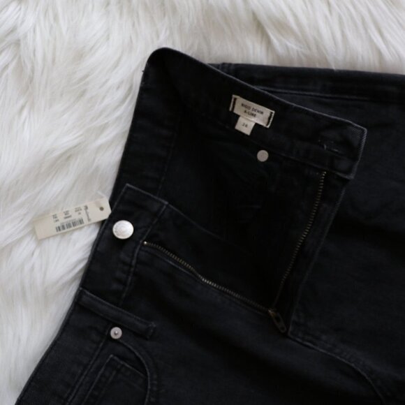 Madewell Black Rigid Denim A Line Mini Skirt Size 24 - Picture 6 of 9
